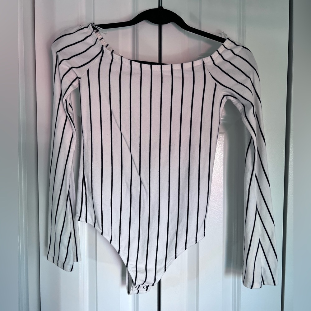 Express black and white striped body suit - worn once - XS